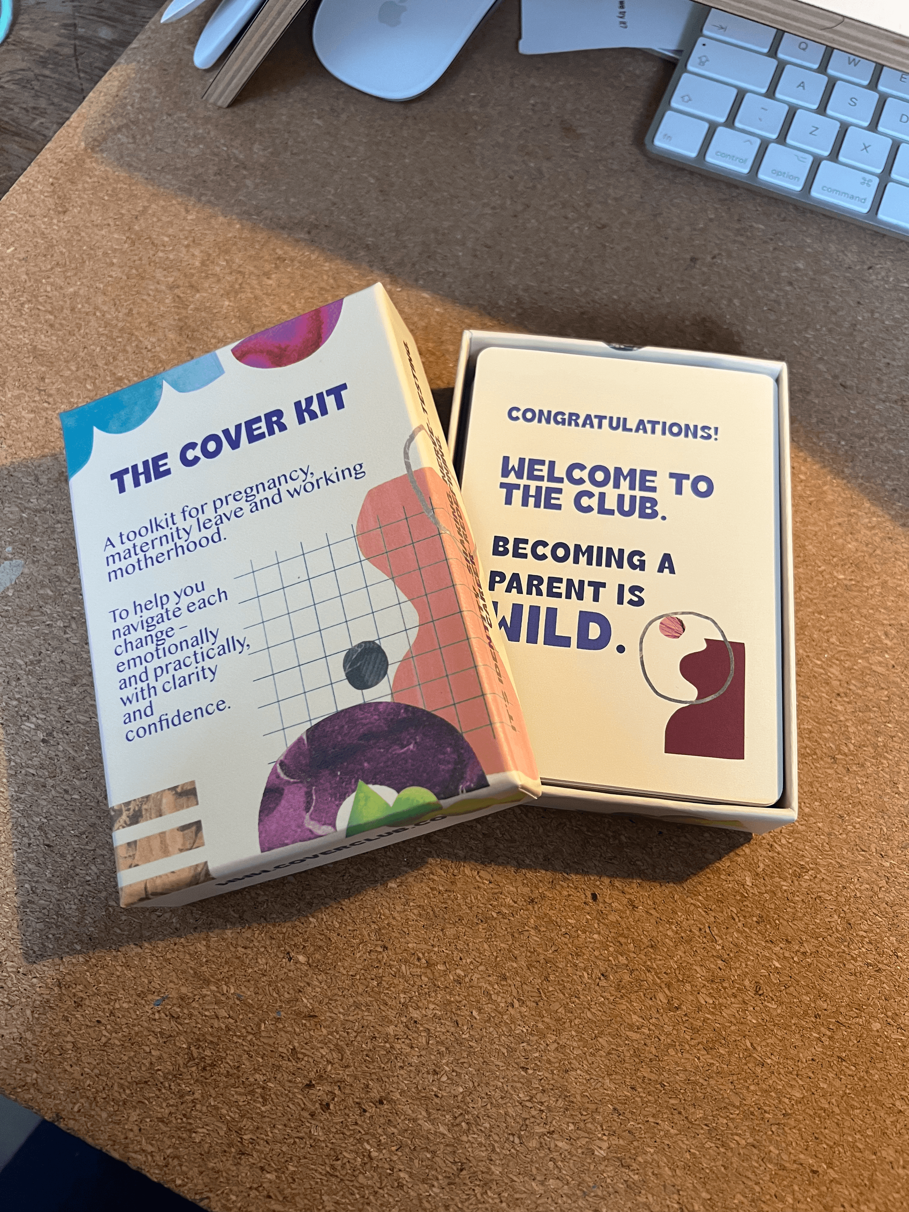 The Cover Kit box open showing the first card